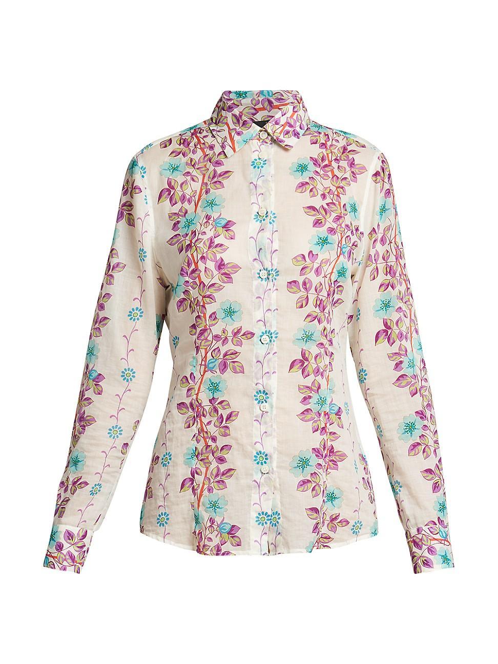 Womens Floral Vine Cotton Shirt Product Image