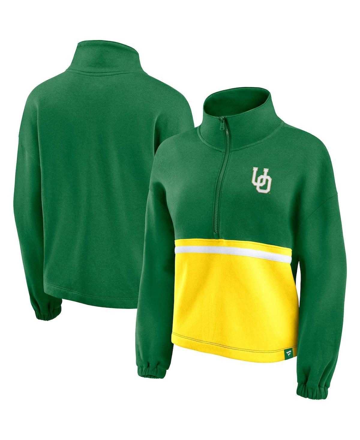 Womens Fanatics Branded Green Oregon Ducks Fleece Half-Zip Jacket Product Image