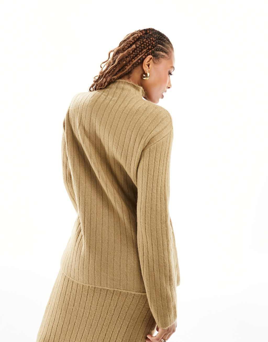 ASOS DESIGN oversized rib sweater with grown on neck Product Image