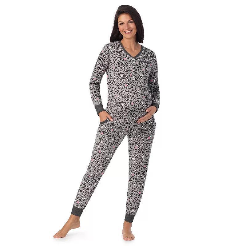 Maternity Cuddl Duds Cozy Henley Pajama Top & Banded Bottom Pajama Pants Sleep Set, Womens Product Image