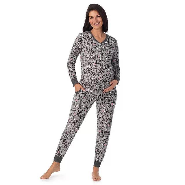 Maternity Cuddl Duds Cozy Henley Pajama Top & Banded Bottom Pajama Pants Sleep Set, Womens Product Image