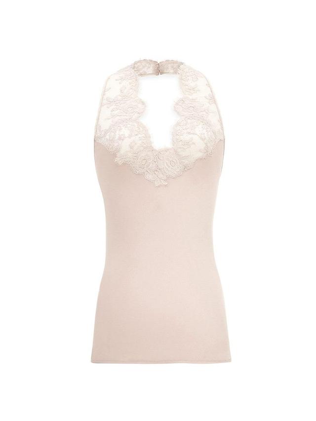 Womens Halter Top in Silk Charmeuse and Lace Product Image