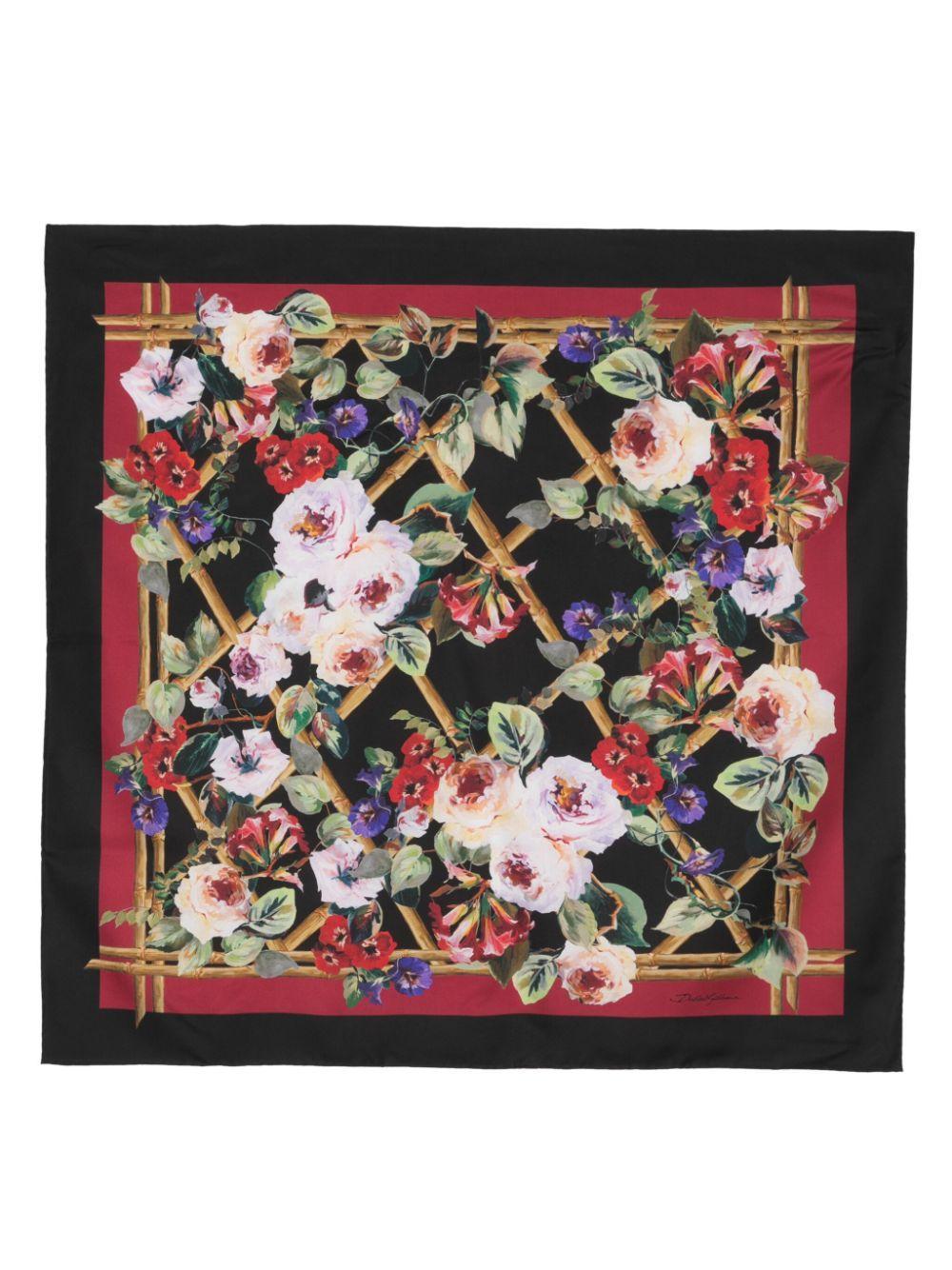 DOLCE & GABBANA Floral-print Silk Scarf In Red Product Image