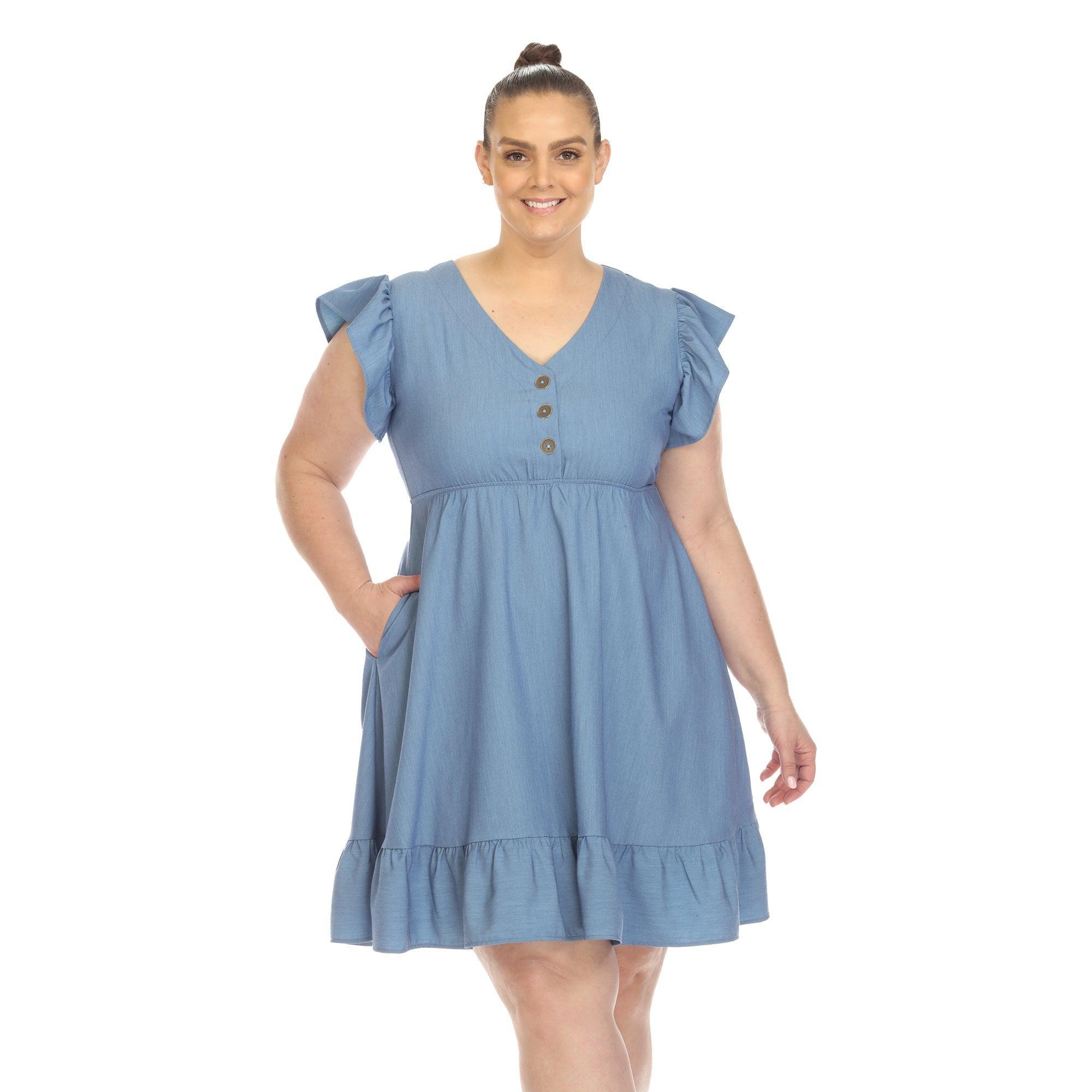 Ruffle Sleeve Knee-Length Dress - Plus product image