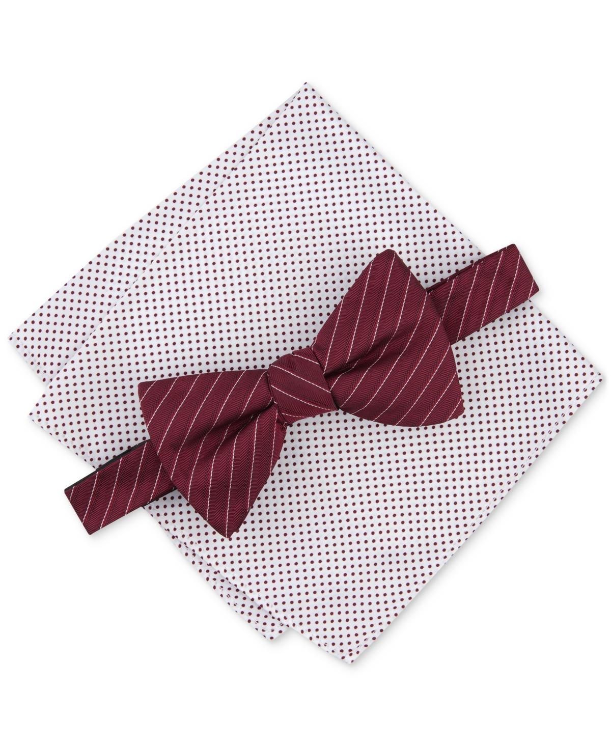 Alfani Mens Ozark Stripe Bow Tie & Dot Pocket Square Set, Created for Macys Product Image