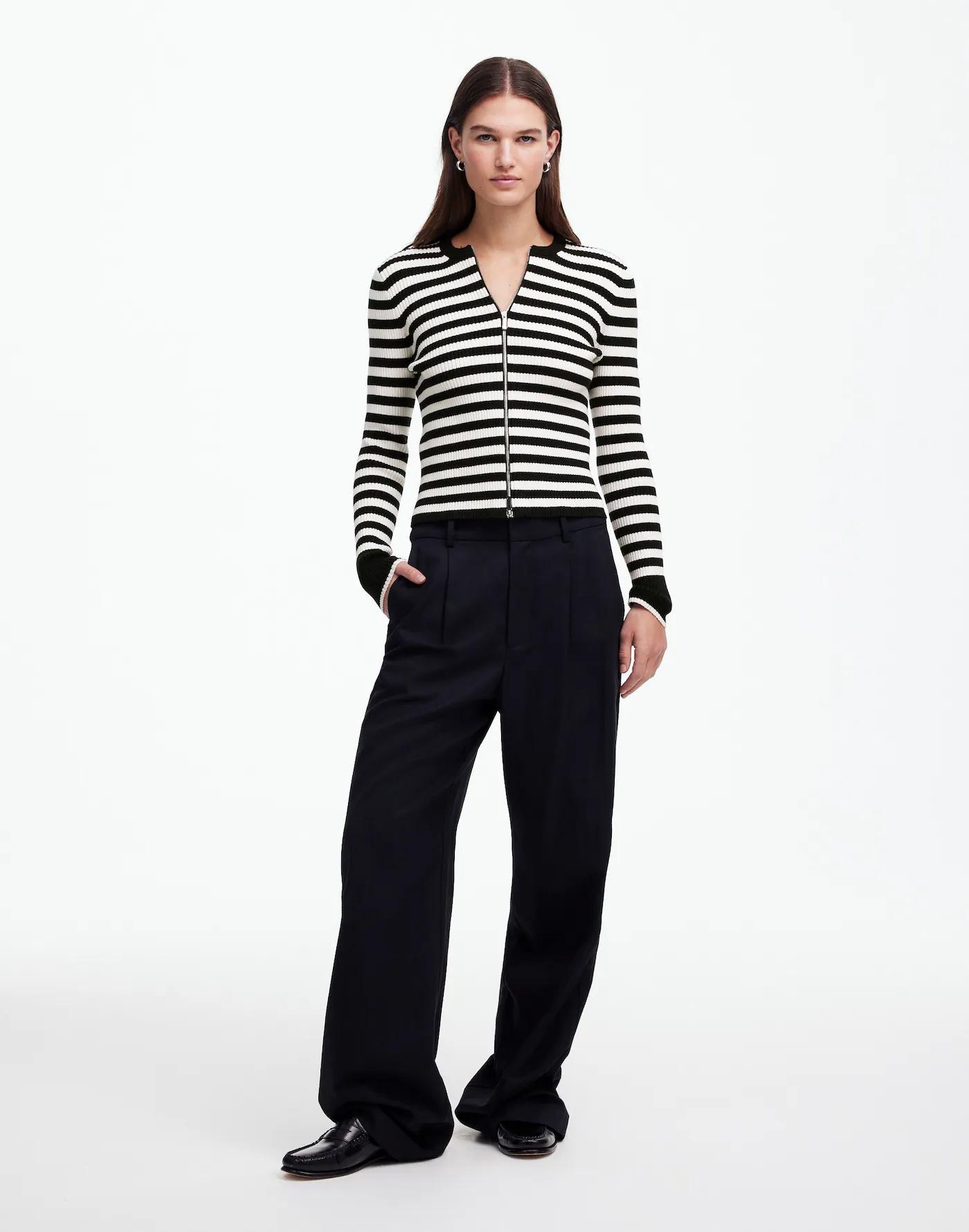 Zip-Front Cardigan in Stripe Product Image