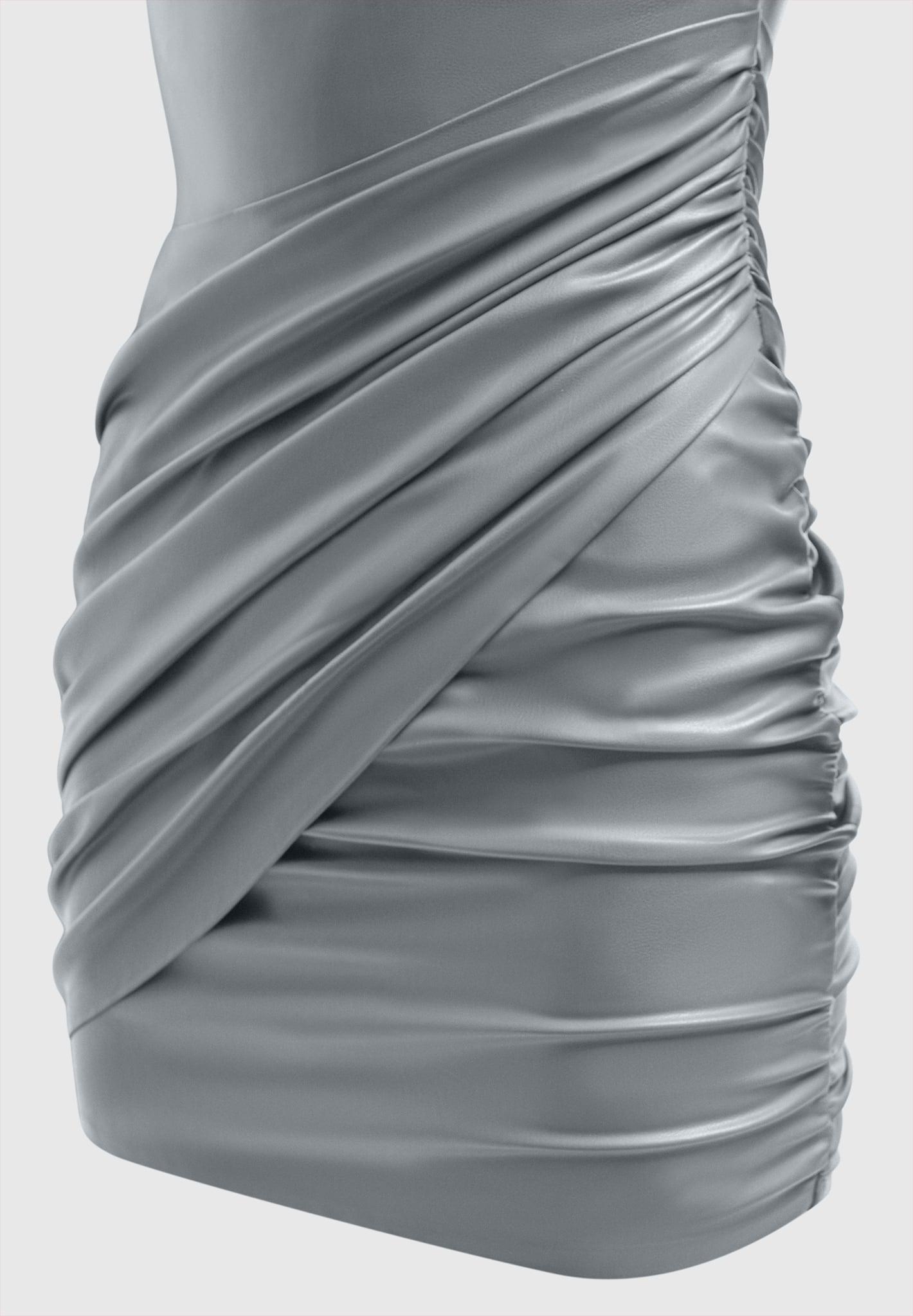 Leather Gathered Dress - Grey Female Product Image