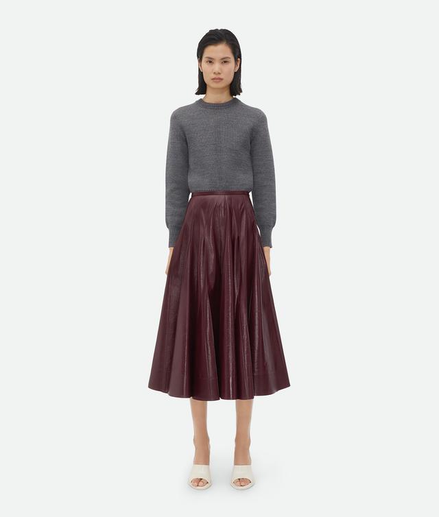 Women's Shiny Leather Skirt in Sesame Product Image