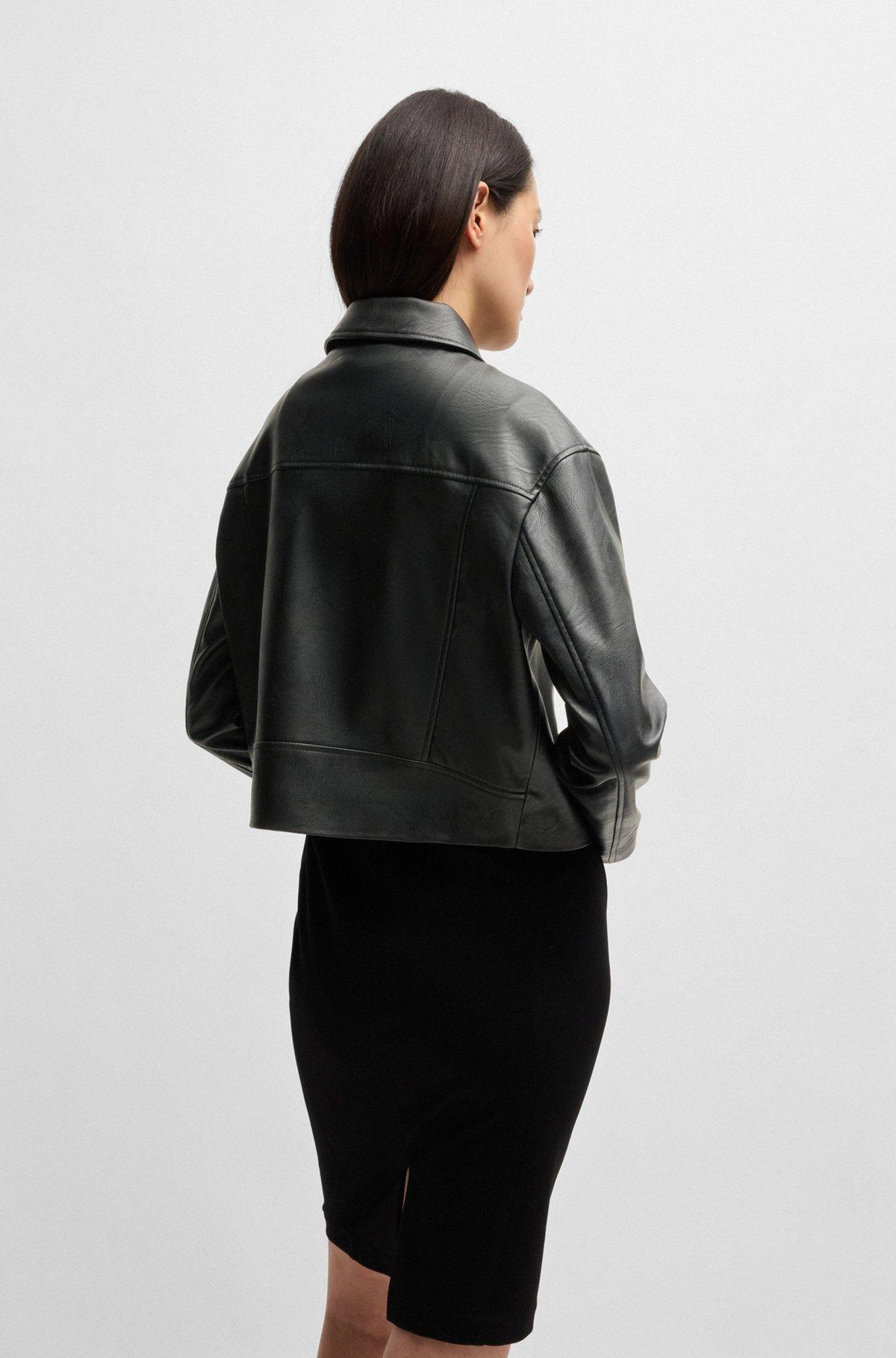 Faux-leather biker-style jacket with signature trims Product Image