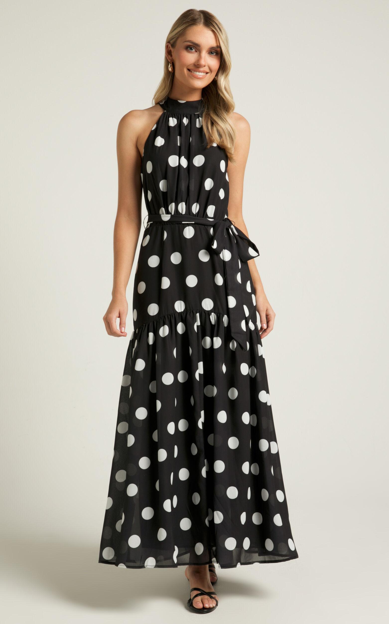 Chayenne Maxi Dress - Halter Neck Tie Waist in Vienna Spot Product Image