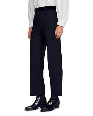 Sandro Poete Velvet Waist Straight Leg Pants Product Image