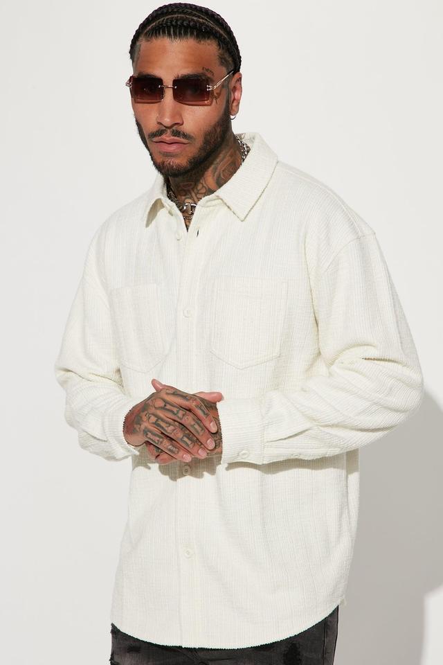 Dean Textured Long Sleeve Button Up Shirt - Cream Product Image