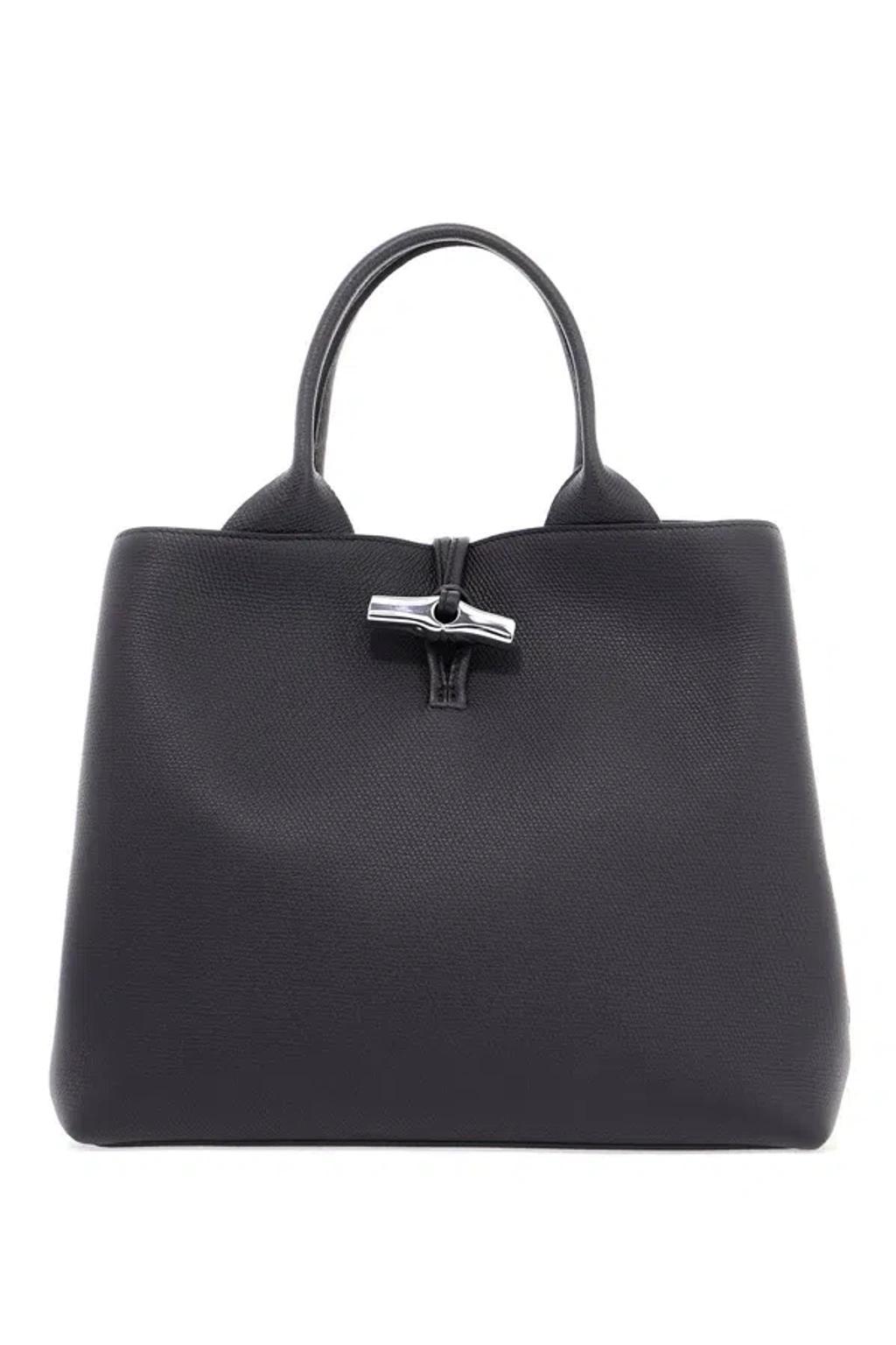 LONGCHAMP 'le Roseau L Handle Bag With In Black Product Image