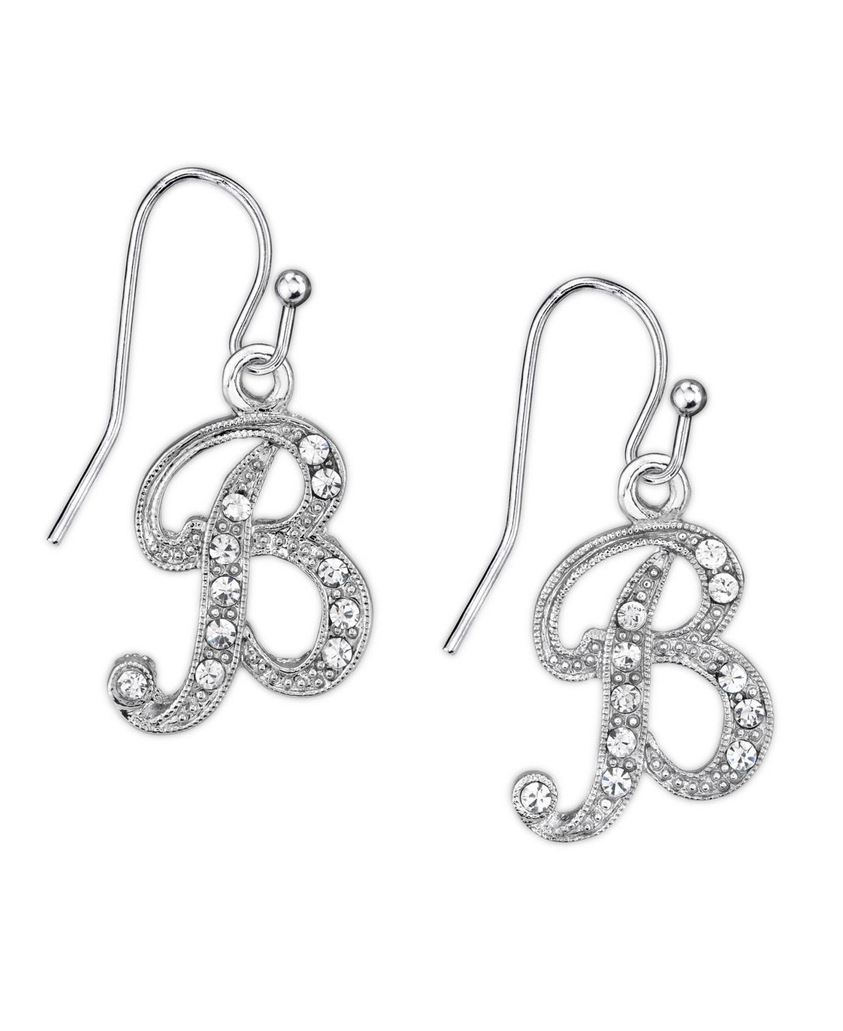 2028 Silver Tone Crystal Initial Wire Earring Product Image