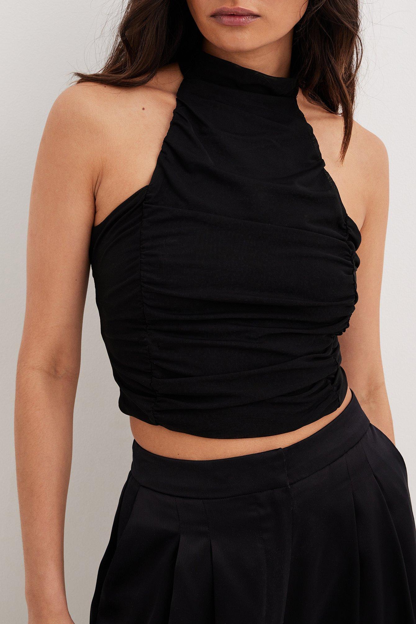 Mesh High Neck Crop Top Product Image