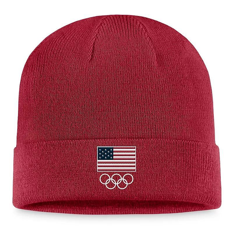 Mens Cardinal Team USA Flag Cuffed Knit Hat Product Image