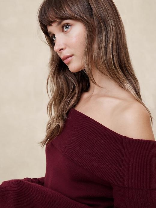 Off-Shoulder Midi Sweater Dress Product Image