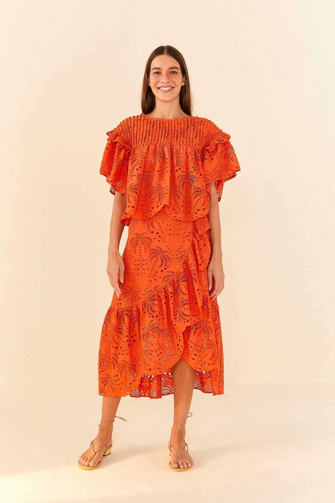 Orange Palm Tree Richelieu Blouse Product Image