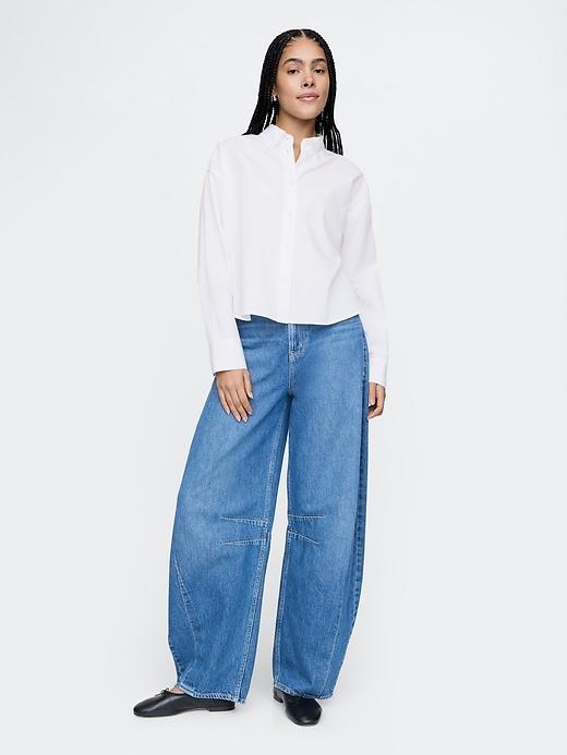 Organic Cotton Poplin Cropped Big Shirt Product Image