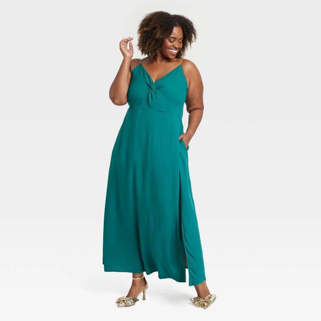 Womens Slit Maxi Dress - Ava & Viv Teal 2X Product Image