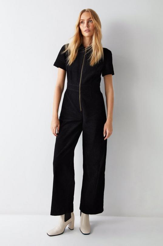 Corduroy Short Sleeve Jumpsuit Product Image