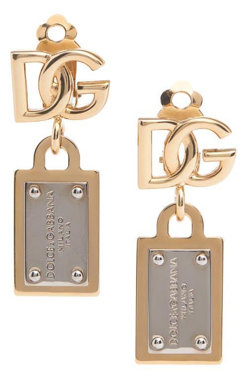 Womens Two-Tone Logo Clip-On Drop Earrings Product Image