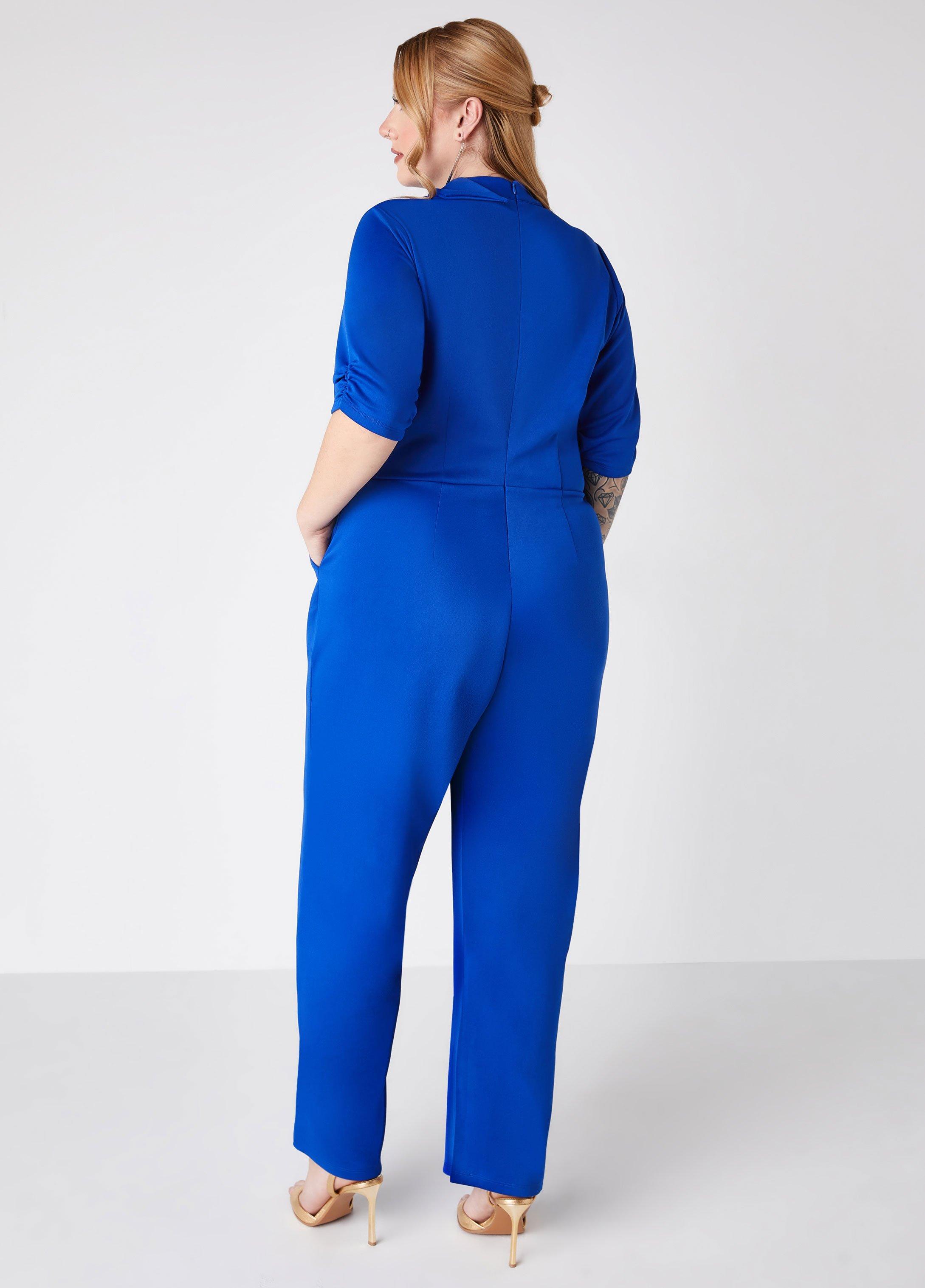 Plus Size Knotted Straight Leg Jumpsuit Ashley Stewart Product Image