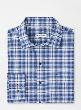 Peter Millar Mens Gander Cotton Sport Shirt | Color: Ocean Blue | Size: S Product Image