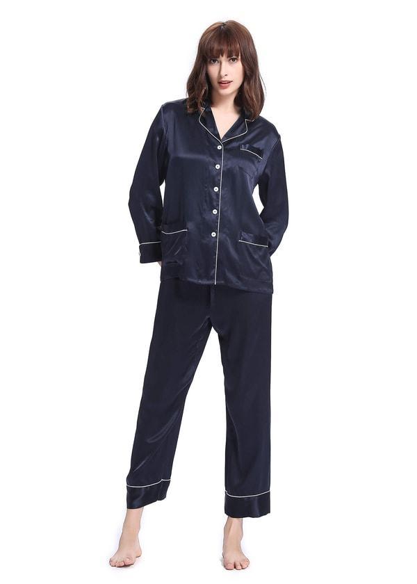 22 Momme Chic Trimmed women Silk Pajamas Set Product Image