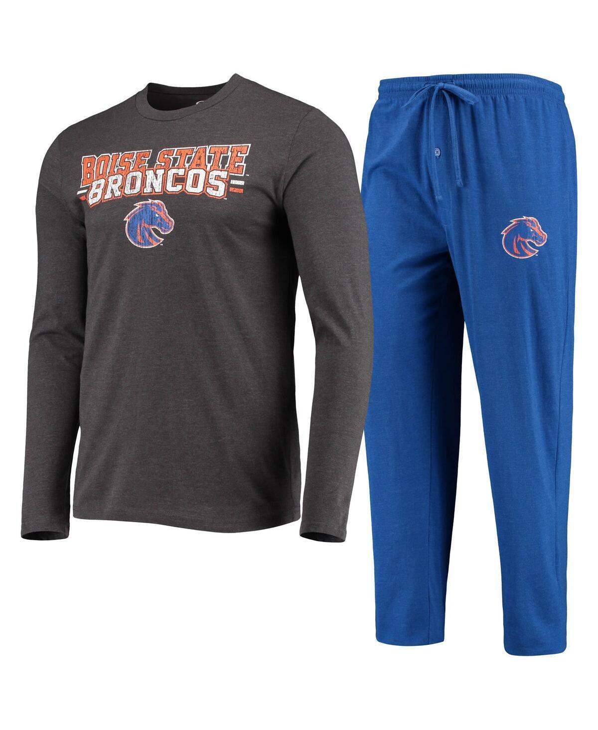 Mens Concepts Sport Royal/Heathered Charcoal Boise State Broncos Meter Long Sleeve T-Shirt & Pants Sleep Set Product Image