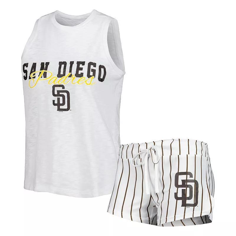 Womens Concepts Sport White San Diego Padres Reel Pinstripe Tank Top and Shorts Sleep Set Product Image