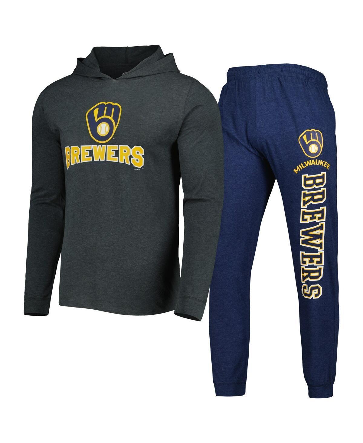 Mens Concepts Sport Heather Navy Milwaukee Brewers Meter Hoodie and Joggers Set - Heather Navy Product Image