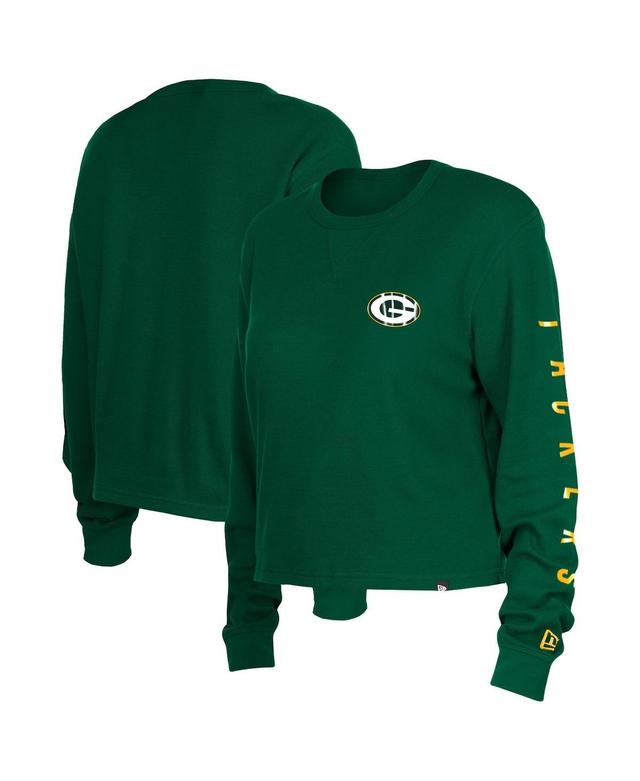 Womens New Era Green Green Bay Packers Thermal Crop Long Sleeve T-shirt Product Image