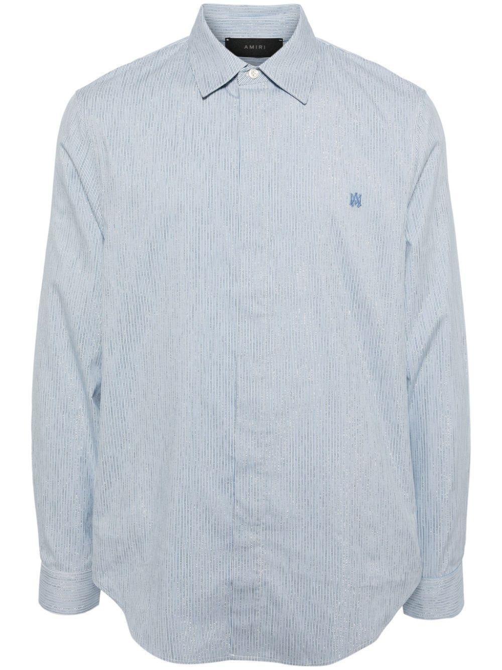 Logo-embroidered Striped Shirt In Blau Product Image