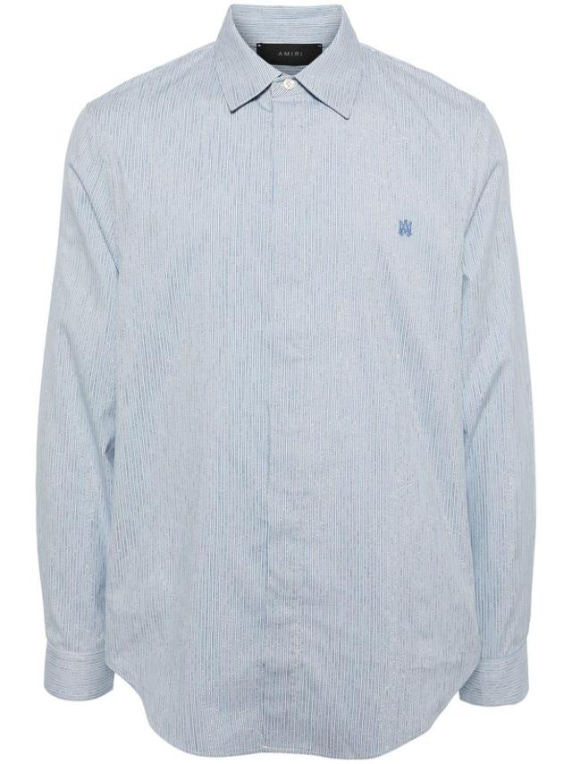 AMIRI Logo-embroidered Striped Shirt In Blau Product Image