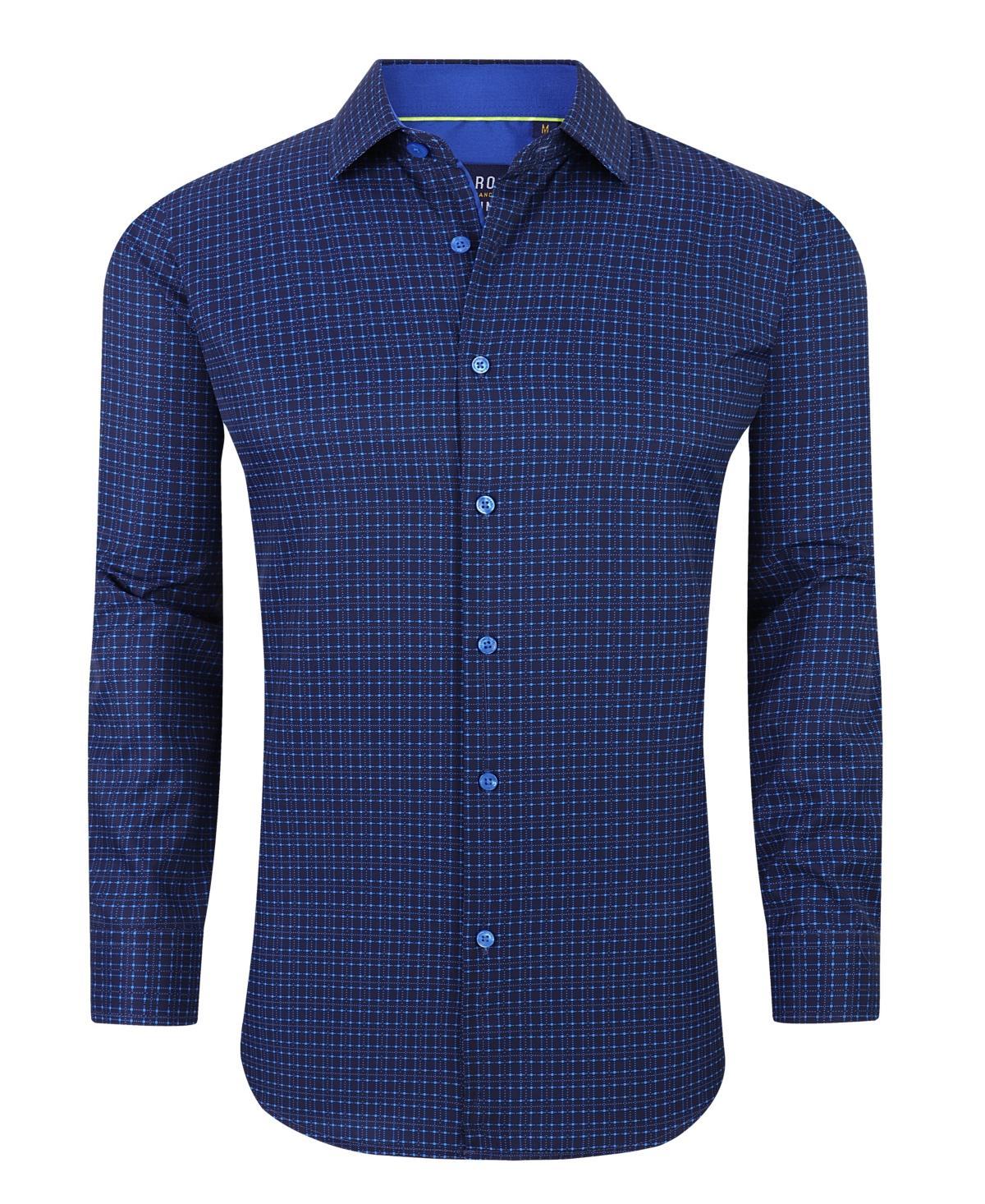 Azaro Uomo Mens Plaid Four-Way Stretch Button Down Slim Fit Shirt Product Image