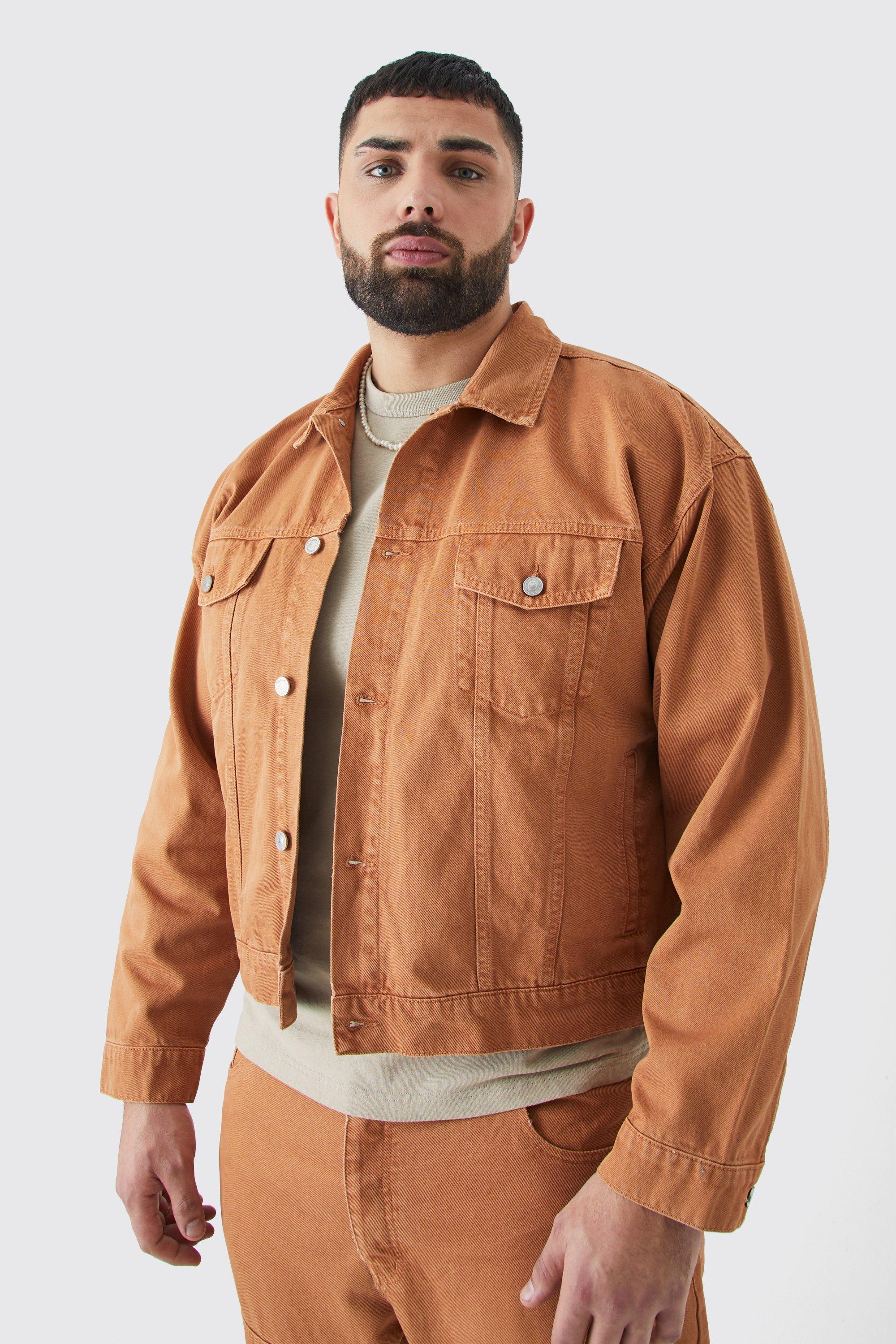 Plus Boxy Fit Overdyed Denim Jacket | boohooMAN USA Product Image