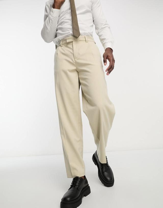 New Look relaxed fit suit pants in oatmeal  Product Image