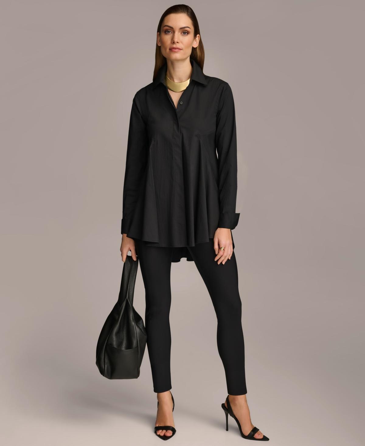 Donna Karan Womens A-Line Button Down Poplin Tunic Product Image