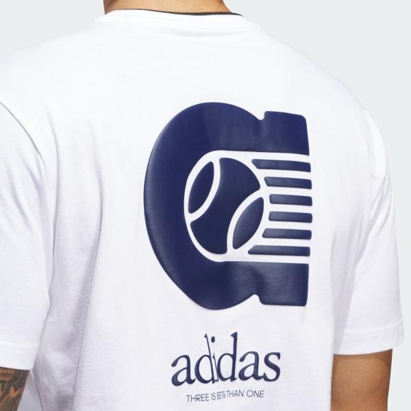 adidas Summer Prep Graphic Tee White M Mens Product Image