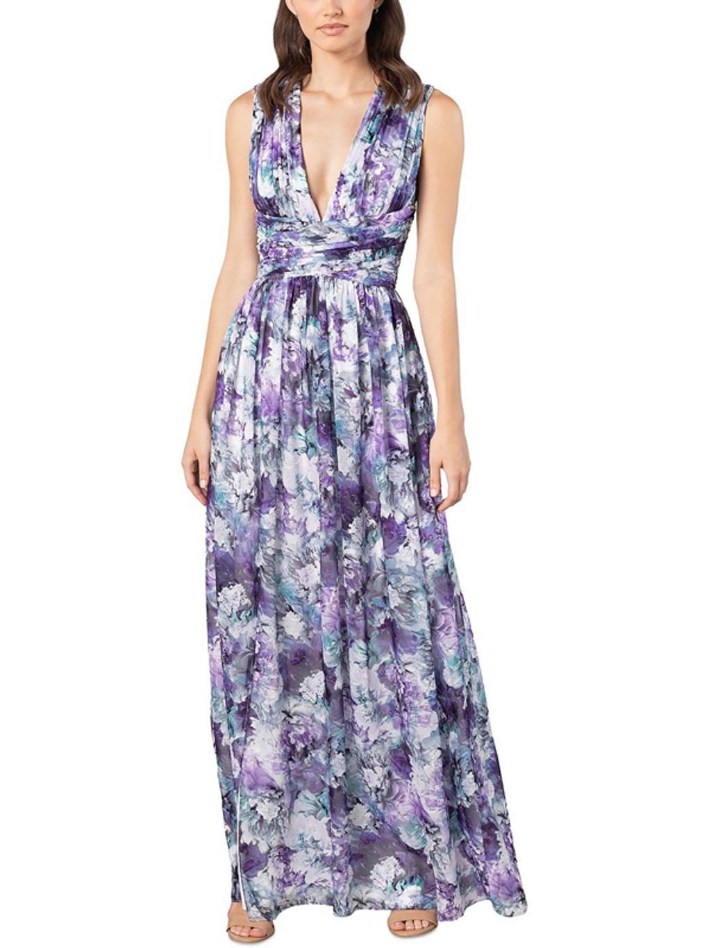 DRESS THE POPULATION Womens Pleated Maxi Evening Dress In Purple Product Image