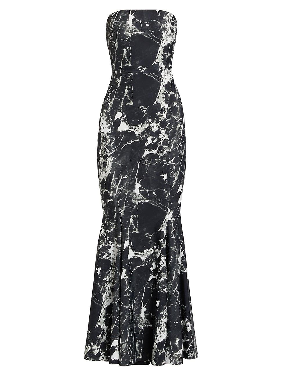 Womens Marble Strapless Fishtail Gown Product Image