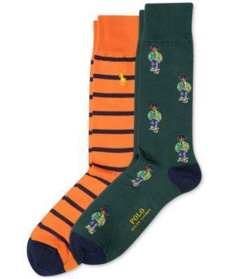 Polo Ralph Lauren Mens 2-Pk. Mini American Heritage Bear Slack Socks Product Image