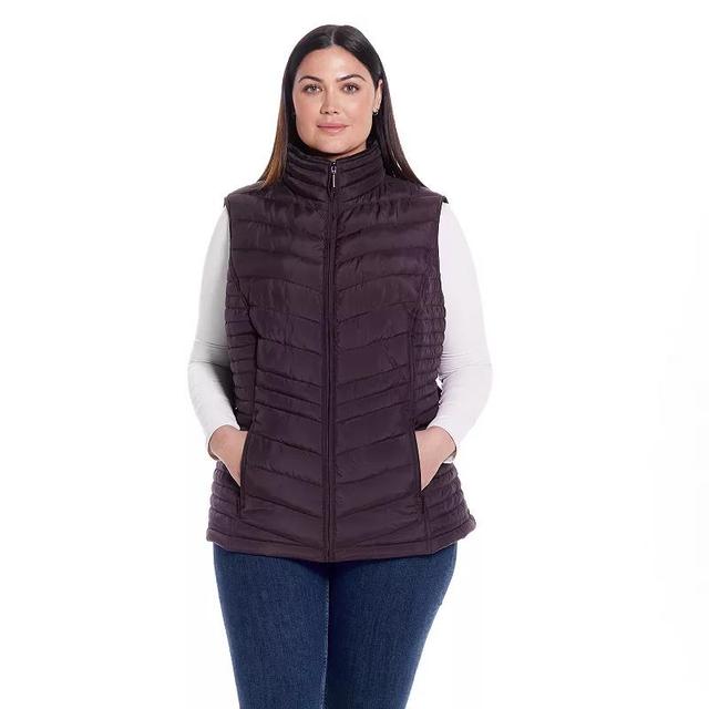 Plus Size Weathercast Plush Lined Vest, Womens Dark Purple Product Image