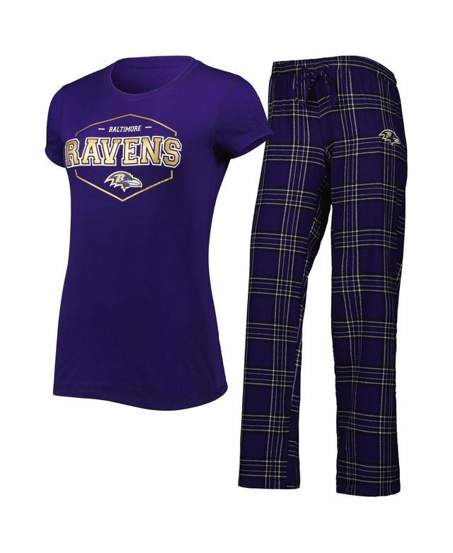 Womens Concepts Sport /Black Baltimore Ravens Plus Size Badge T-Shirt & Pants Sleep Set Product Image