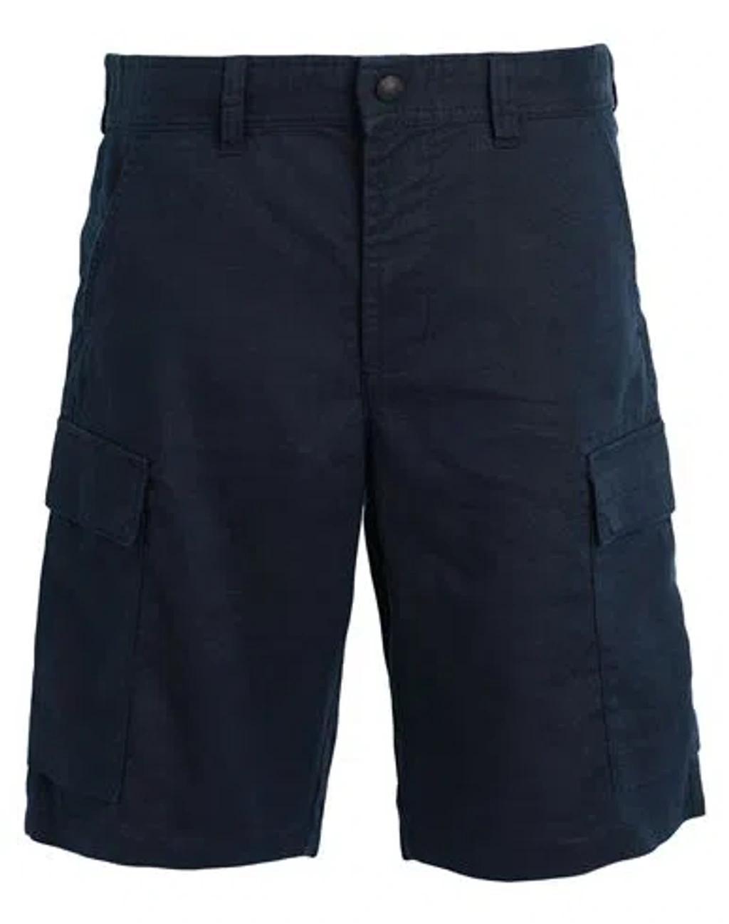 Straight-leg Linen Cargo Short In Navy Blue Product Image