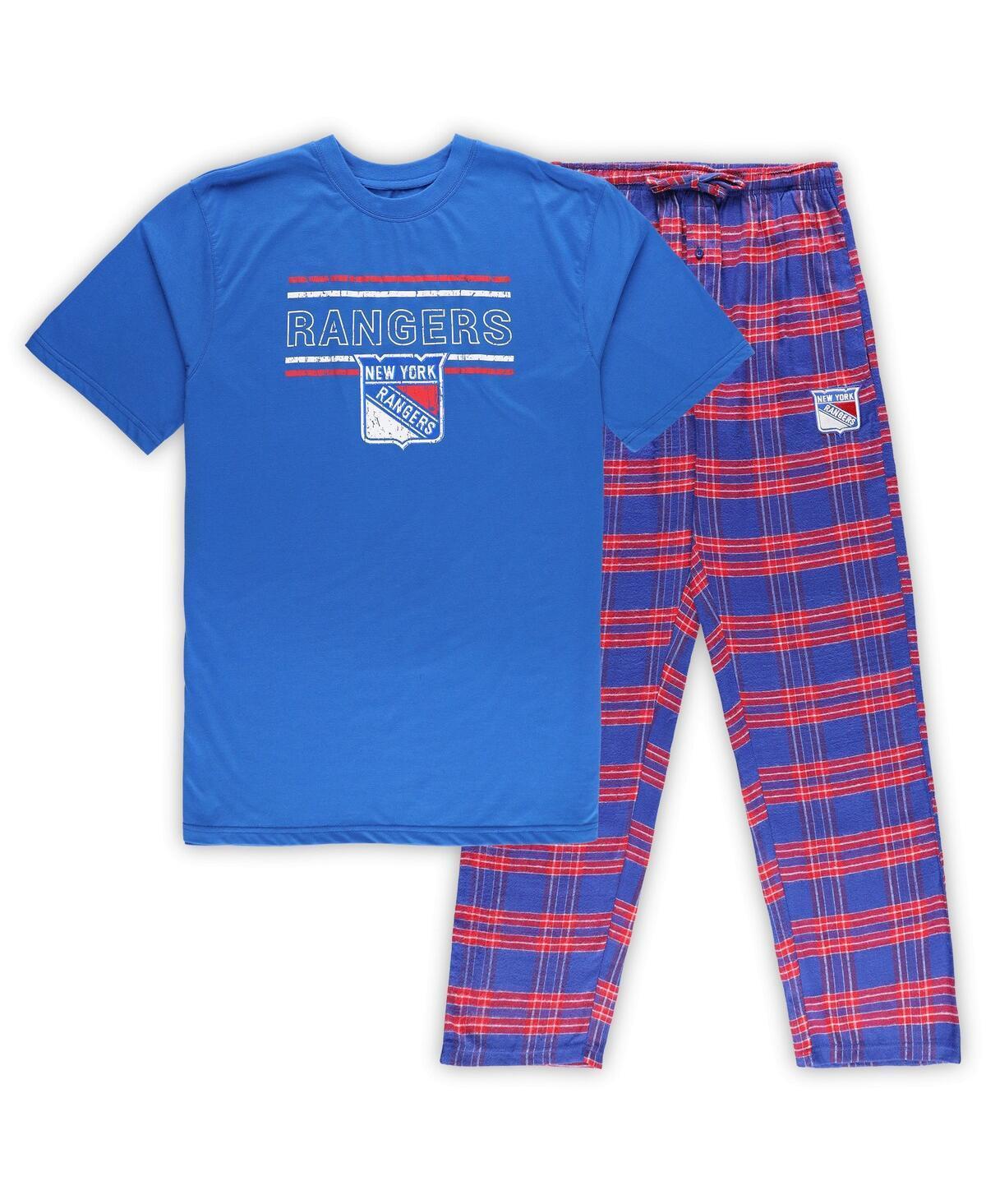 Mens Blue New York Rangers Big and Tall T-shirt and Pajama Pants Sleep Set - Blue Product Image