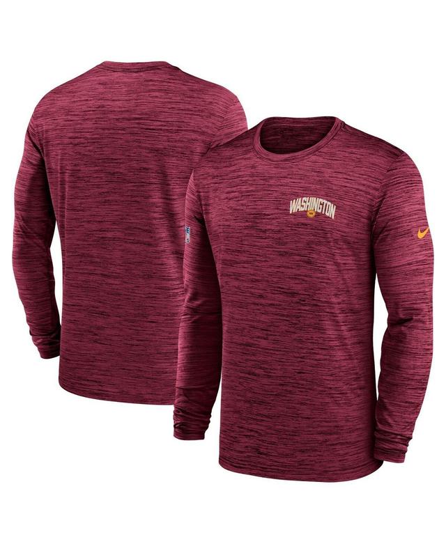 Mens Nike Burgundy Washington Football Team Velocity Athletic Stack Performance Long Sleeve T-shirt Product Image