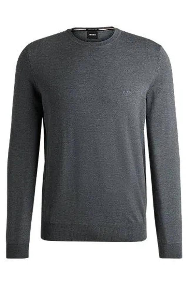 Crew-neck Sweater In Virgin Wool With Embroidered Logo In Grey Product Image