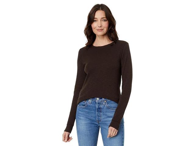 Lilla P Long Sleeve Raw Edge Crew (Java) Women's Clothing Product Image